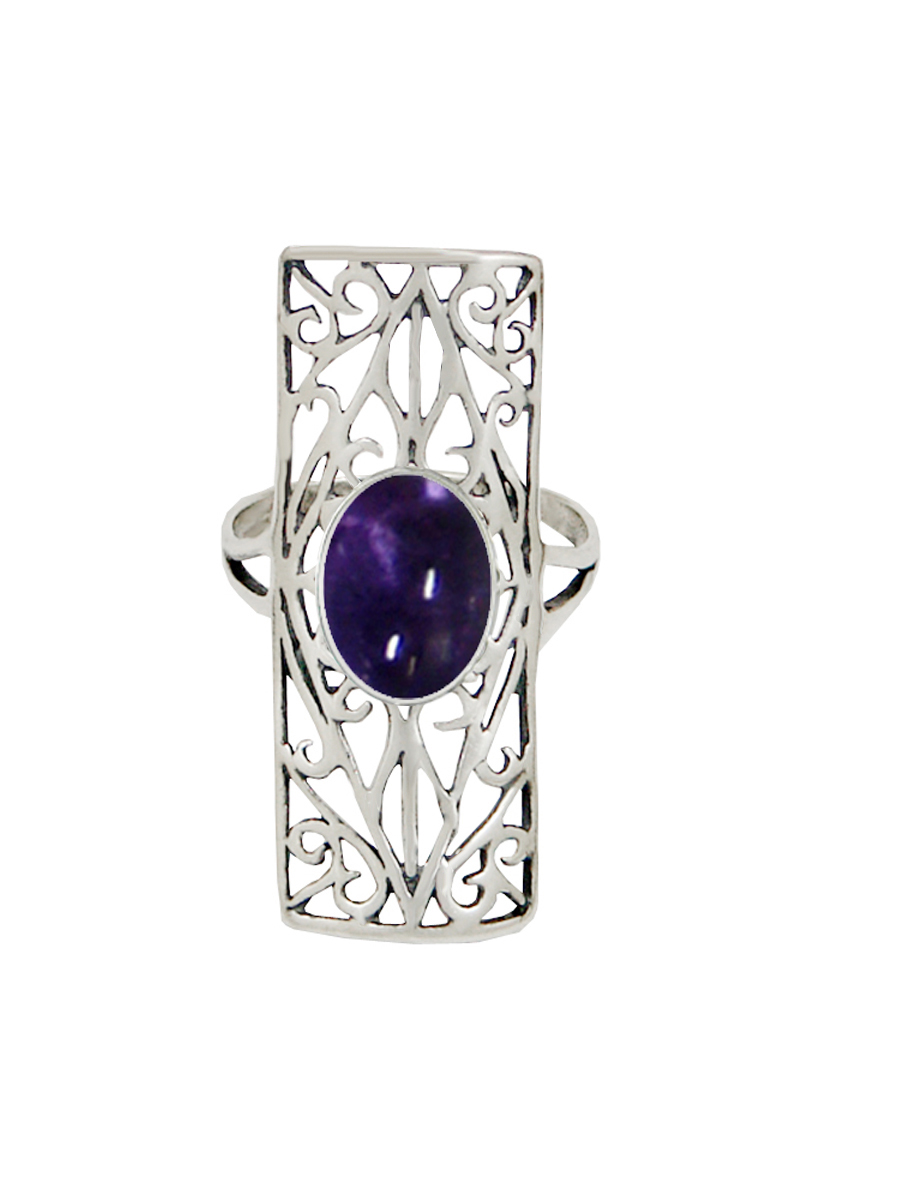 Sterling Silver Filigree Ring With Iolite Size 6